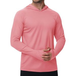 imageTACVASEN Mens Sun Protection Shirts UPF 50 Rash Guard for Men Long Sleeve Lightweight SPF UV Hoodie Swimming Hiking09 Grey Pink