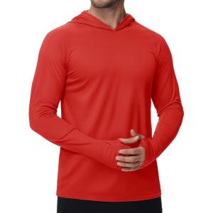 imageTACVASEN Mens Sun Protection Shirts UPF 50 Rash Guard for Men Long Sleeve Lightweight SPF UV Hoodie Swimming Hiking10 Tomato Red