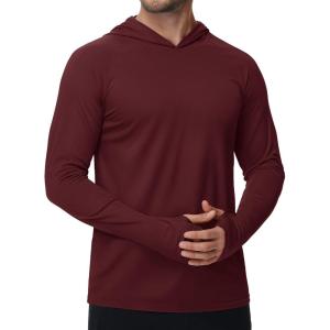 imageTACVASEN Mens Sun Protection Shirts UPF 50 Rash Guard for Men Long Sleeve Lightweight SPF UV Hoodie Swimming Hiking13 Wine Red