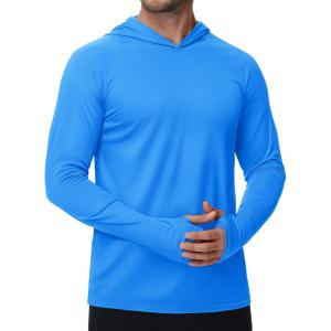 imageTACVASEN Mens Sun Protection Shirts UPF 50 Rash Guard for Men Long Sleeve Lightweight SPF UV Hoodie Swimming Hiking15 Azure