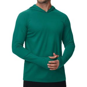 imageTACVASEN Mens Sun Protection Shirts UPF 50 Rash Guard for Men Long Sleeve Lightweight SPF UV Hoodie Swimming Hiking17 Emerald Green