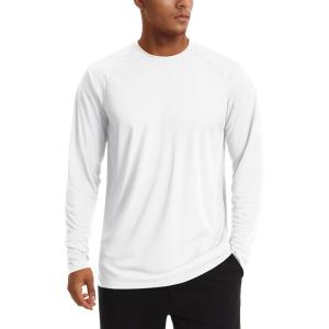 imageTACVASEN Mens Sun Shirt UPF 50 Long Sleeve UV Protection Lightweight Rash Guard Swim Shirt Quick Dry Fishing TShirt01white