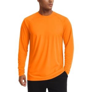 imageTACVASEN Mens Sun Shirt UPF 50 Long Sleeve UV Protection Lightweight Rash Guard Swim Shirt Quick Dry Fishing TShirt05orange
