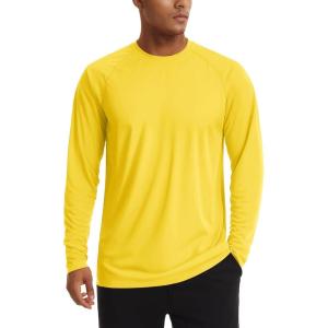 imageTACVASEN Mens Sun Shirt UPF 50 Long Sleeve UV Protection Lightweight Rash Guard Swim Shirt Quick Dry Fishing TShirt09yellow