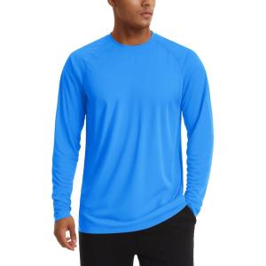 imageTACVASEN Mens Sun Shirt UPF 50 Long Sleeve UV Protection Lightweight Rash Guard Swim Shirt Quick Dry Fishing TShirt14azure