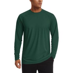 imageTACVASEN Mens Sun Shirt UPF 50 Long Sleeve UV Protection Lightweight Rash Guard Swim Shirt Quick Dry Fishing TShirt15dark Green