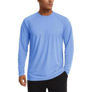 imageTACVASEN Mens Sun Shirt UPF 50 Long Sleeve UV Protection Lightweight Rash Guard Swim Shirt Quick Dry Fishing TShirt20light Blue