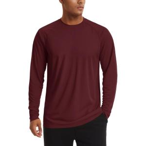 imageTACVASEN Mens Sun Shirt UPF 50 Long Sleeve UV Protection Lightweight Rash Guard Swim Shirt Quick Dry Fishing TShirt21wine Red