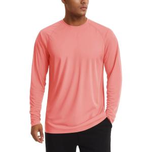 imageTACVASEN Mens Sun Shirt UPF 50 Long Sleeve UV Protection Lightweight Rash Guard Swim Shirt Quick Dry Fishing TShirt23watermelon Red