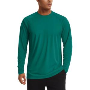 imageTACVASEN Mens Sun Shirt UPF 50 Long Sleeve UV Protection Lightweight Rash Guard Swim Shirt Quick Dry Fishing TShirt25emerald Green