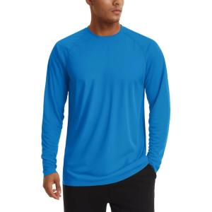 imageTACVASEN Mens Sun Shirt UPF 50 Long Sleeve UV Protection Lightweight Rash Guard Swim Shirt Quick Dry Fishing TShirt26blue Green