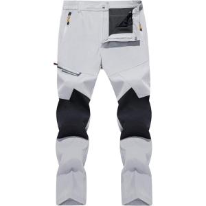 imageTACVASEN Mens Water Resistant Hiking Pants All Seasons Quick Dry Working Cargo PantsGrey
