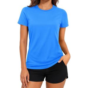 imageTACVASEN Short Sleeve Shirts for Women Athletic Workout Tops UPF 50 Sun Protection Quick Dry Running TShirtsAzure