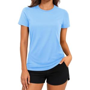imageTACVASEN Short Sleeve Shirts for Women Athletic Workout Tops UPF 50 Sun Protection Quick Dry Running TShirtsBlue