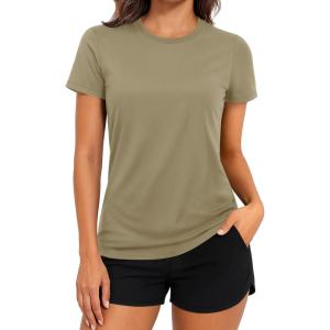imageTACVASEN Short Sleeve Shirts for Women Athletic Workout Tops UPF 50 Sun Protection Quick Dry Running TShirtsDgreen