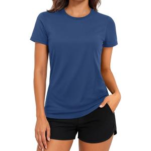 imageTACVASEN Short Sleeve Shirts for Women Athletic Workout Tops UPF 50 Sun Protection Quick Dry Running TShirtsGrey Blue