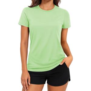 imageTACVASEN Short Sleeve Shirts for Women Athletic Workout Tops UPF 50 Sun Protection Quick Dry Running TShirtsLight Green