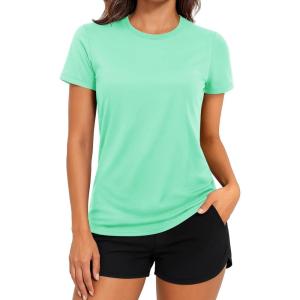 imageTACVASEN Short Sleeve Shirts for Women Athletic Workout Tops UPF 50 Sun Protection Quick Dry Running TShirtsMint Green