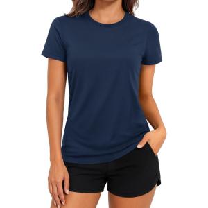 imageTACVASEN Short Sleeve Shirts for Women Athletic Workout Tops UPF 50 Sun Protection Quick Dry Running TShirtsNavy