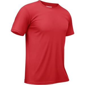 imageTACVASEN Swim Shirts for Men Rash Guard SPF Short Sleeve Sun TShirt UPF 50 Quick Dry Lightweight Fishing Water Shirt02tomato Red