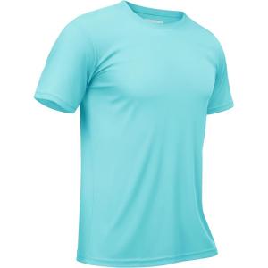 imageTACVASEN Swim Shirts for Men Rash Guard SPF Short Sleeve Sun TShirt UPF 50 Quick Dry Lightweight Fishing Water Shirt05lake Blue