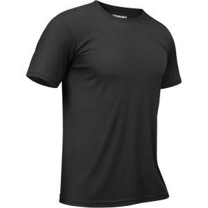 imageTACVASEN Swim Shirts for Men Rash Guard SPF Short Sleeve Sun TShirt UPF 50 Quick Dry Lightweight Fishing Water Shirt07black