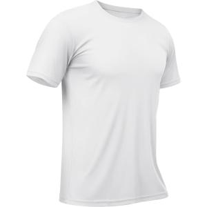 imageTACVASEN Swim Shirts for Men Rash Guard SPF Short Sleeve Sun TShirt UPF 50 Quick Dry Lightweight Fishing Water Shirt08white