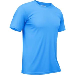 imageTACVASEN Swim Shirts for Men Rash Guard SPF Short Sleeve Sun TShirt UPF 50 Quick Dry Lightweight Fishing Water Shirt11azure