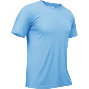 imageTACVASEN Swim Shirts for Men Rash Guard SPF Short Sleeve Sun TShirt UPF 50 Quick Dry Lightweight Fishing Water Shirt12blue