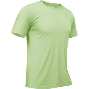 imageTACVASEN Swim Shirts for Men Rash Guard SPF Short Sleeve Sun TShirt UPF 50 Quick Dry Lightweight Fishing Water Shirt16light Green
