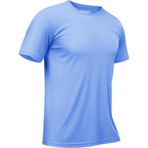 imageTACVASEN Swim Shirts for Men Rash Guard SPF Short Sleeve Sun TShirt UPF 50 Quick Dry Lightweight Fishing Water Shirt18light Blue