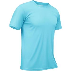 imageTACVASEN Swim Shirts for Men Rash Guard SPF Short Sleeve Sun TShirt UPF 50 Quick Dry Lightweight Fishing Water Shirt20ice Blue