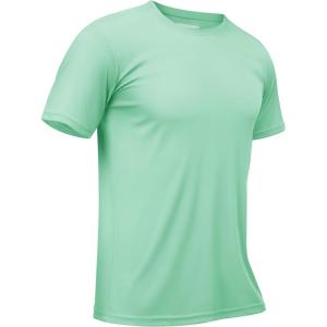 imageTACVASEN Swim Shirts for Men Rash Guard SPF Short Sleeve Sun TShirt UPF 50 Quick Dry Lightweight Fishing Water Shirt22mint Green