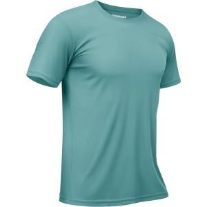 imageTACVASEN Swim Shirts for Men Rash Guard SPF Short Sleeve Sun TShirt UPF 50 Quick Dry Lightweight Fishing Water Shirt23grey Green