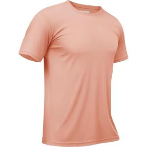 imageTACVASEN Swim Shirts for Men Rash Guard SPF Short Sleeve Sun TShirt UPF 50 Quick Dry Lightweight Fishing Water Shirt26apricot
