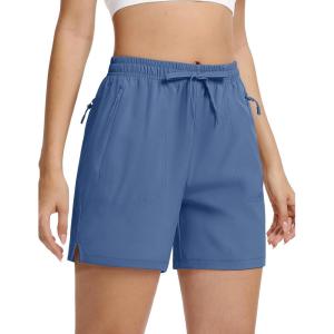 imageTACVASEN Womens 5 Hiking Shorts Quick Dry Golf Lightweight UPF50 Athletic Shorts Summer Water Resistant Zipper PocketsBluegray