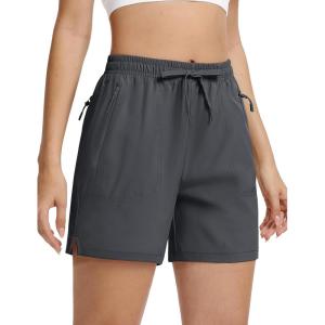 imageTACVASEN Womens 5 Hiking Shorts Quick Dry Golf Lightweight UPF50 Athletic Shorts Summer Water Resistant Zipper PocketsDarkgrey