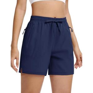 imageTACVASEN Womens 5 Hiking Shorts Quick Dry Golf Lightweight UPF50 Athletic Shorts Summer Water Resistant Zipper PocketsNavy