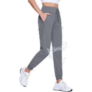 imageTACVASEN Womens Joggers Lightweight Quick Dry Hiking Pants with Pockets Athletic Travel Workout Summer Water ResistantLight Grey