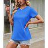 imageTACVASEN Cotton TShirts for Women Crew Neck Short Sleeves Tops Soft Lightweight Casual Summer Basic TeeAzure