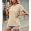 imageTACVASEN Cotton TShirts for Women Crew Neck Short Sleeves Tops Soft Lightweight Casual Summer Basic TeeLight Apricot