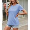 imageTACVASEN Cotton TShirts for Women Crew Neck Short Sleeves Tops Soft Lightweight Casual Summer Basic TeeLight Blue
