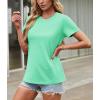 imageTACVASEN Cotton TShirts for Women Crew Neck Short Sleeves Tops Soft Lightweight Casual Summer Basic TeeMint Green