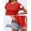 imageTACVASEN Cotton TShirts for Women Crew Neck Short Sleeves Tops Soft Lightweight Casual Summer Basic TeeTomato Red