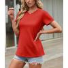 imageTACVASEN Cotton TShirts for Women Crew Neck Short Sleeves Tops Soft Lightweight Casual Summer Basic TeeTomato Red