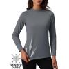 imageTACVASEN Womens Thermal Long Sleeve Mock Turtleneck Shirt Fleece Lined Base Layer Tops for Cold Weather WorkoutDarkgrey
