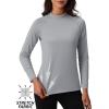 imageTACVASEN Womens Thermal Long Sleeve Mock Turtleneck Shirt Fleece Lined Base Layer Tops for Cold Weather WorkoutLightgrey