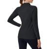 imageTACVASEN Womens Thermal Shirts Mock Turtleneck Fleece Lined Long Sleeve Underwear Water Resistant Athletic Base LayerBlack