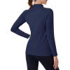 imageTACVASEN Womens Thermal Shirts Mock Turtleneck Fleece Lined Long Sleeve Underwear Water Resistant Athletic Base LayerNavy Blue