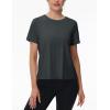 imageTACVASEN Workout Tops for Women Short Sleeve Cropped Split Back Athletic Shirts Breathable Exercise Running Gym ShirtsDark Grey